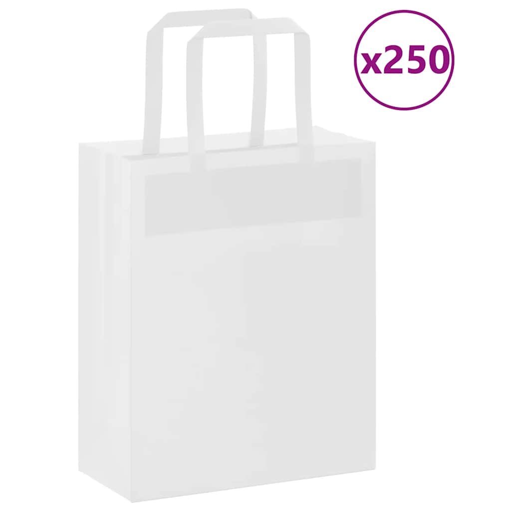 vidaXL Хартиени торбички 250 бр с дръжки бели 18x8x22 см