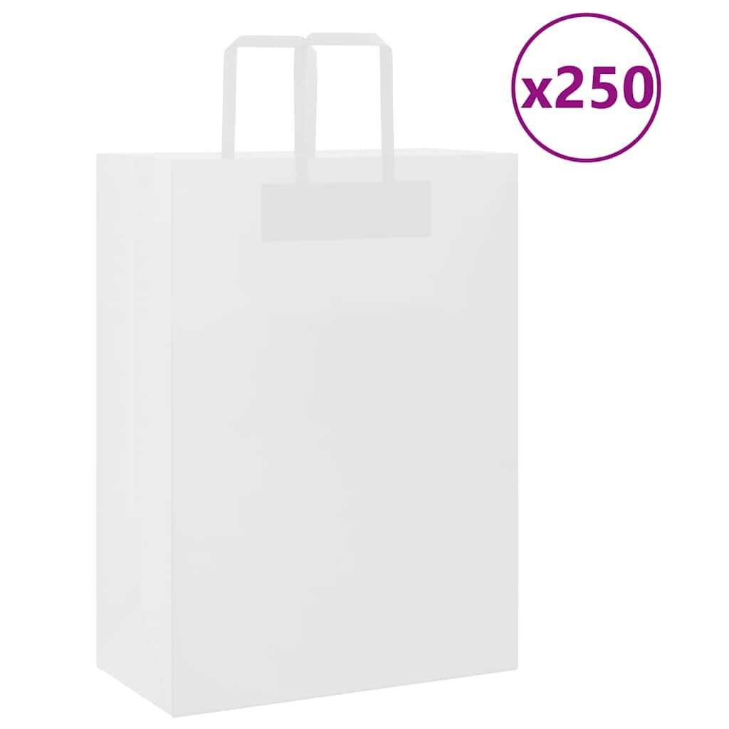 vidaXL Хартиени торбички 250 бр с дръжки бели 32x17x44 см