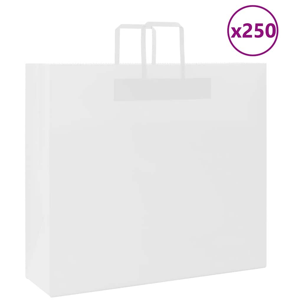 vidaXL Хартиени торбички 250 бр с дръжки бели 54x15x49 см