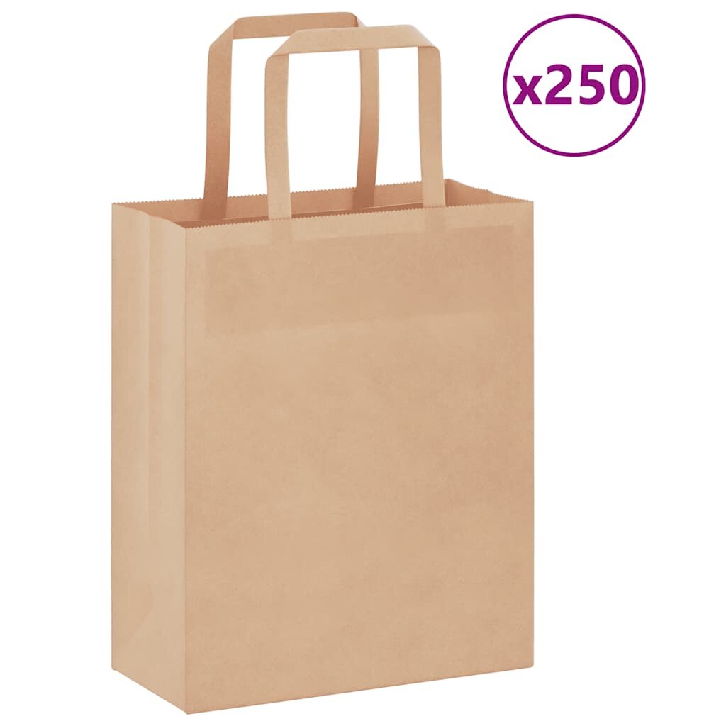 vidaXL Хартиени торбички 250 бр с дръжки кафяви 18x8x22 см