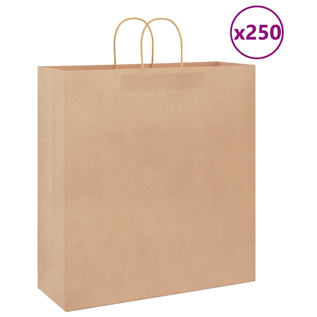 vidaXL Хартиени торбички 250 бр с дръжки кафяви 45x17x48 см