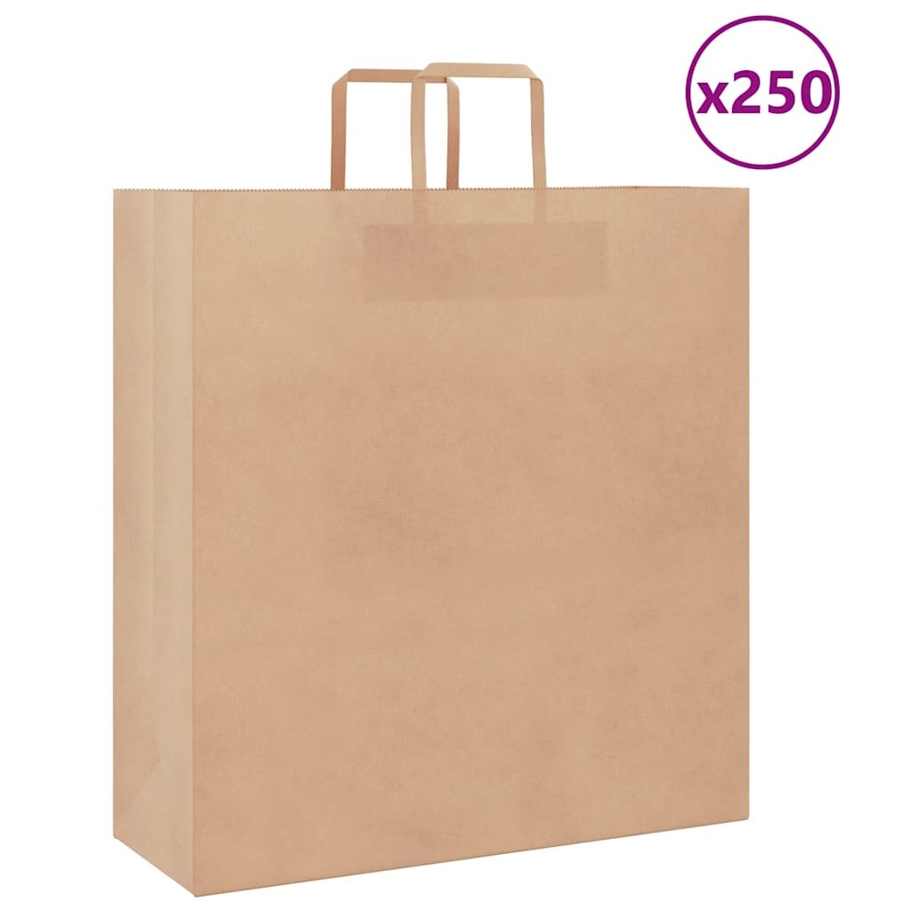 vidaXL Хартиени торбички 250 бр с дръжки кафяви 45x17x48 см