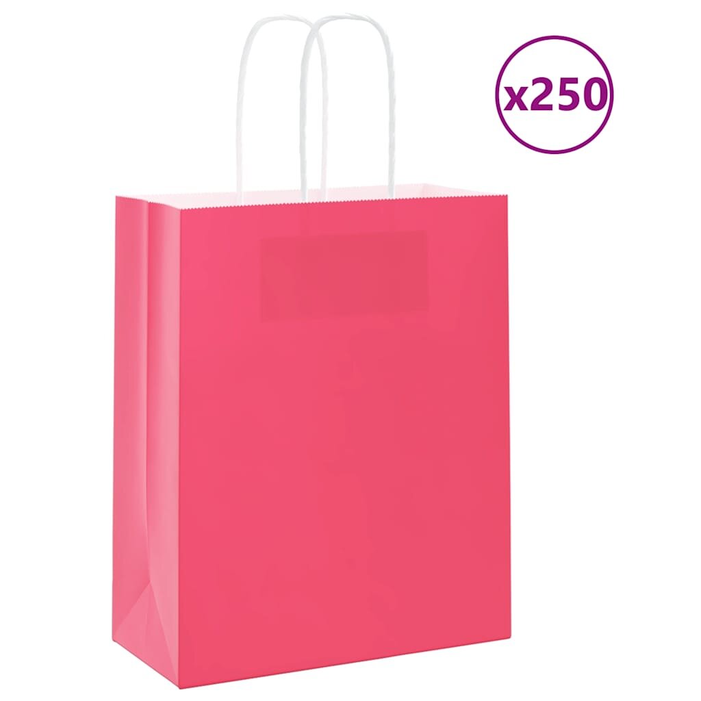 vidaXL Хартиени торбички 250 бр с дръжки розови 18x8x22 см
