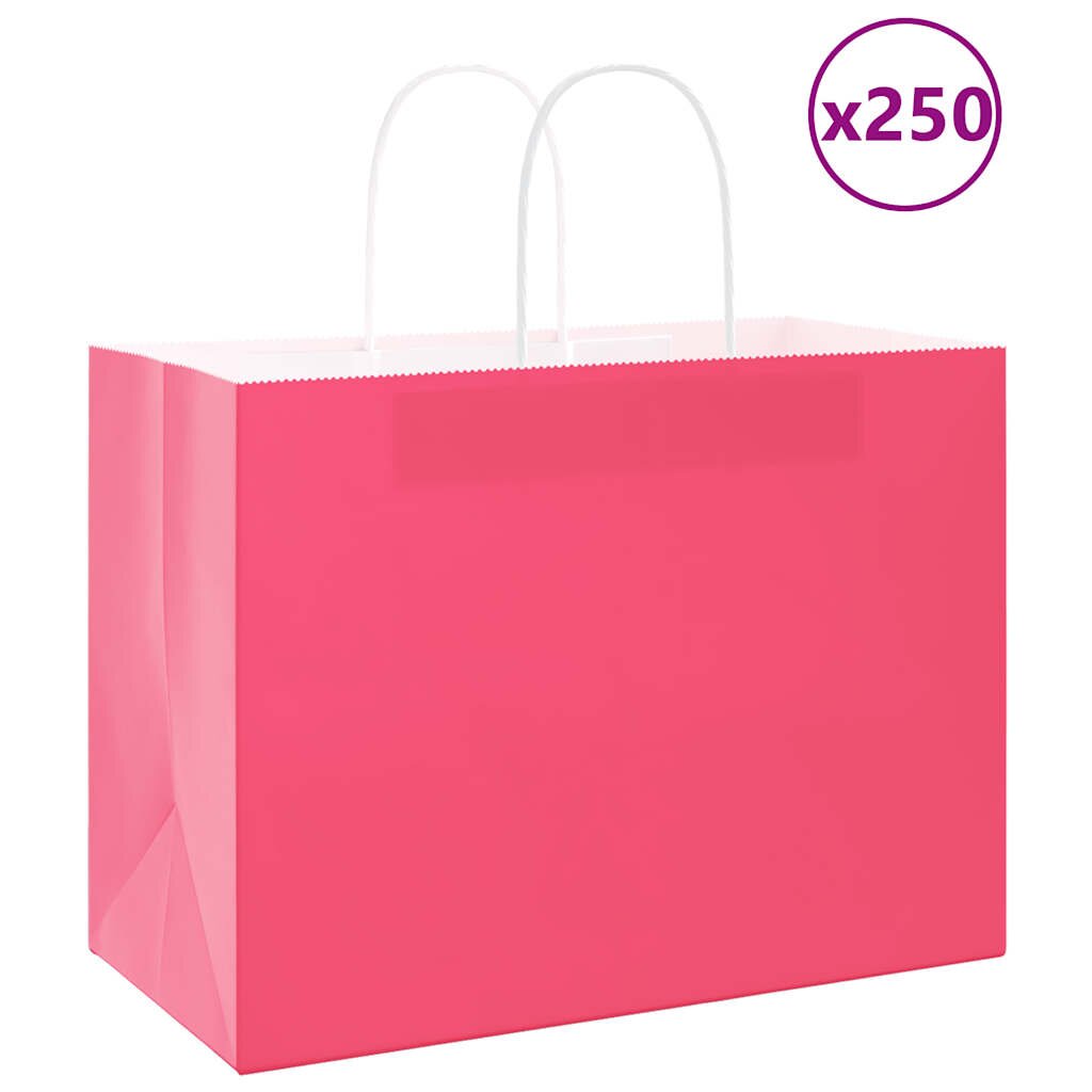 vidaXL Хартиени торбички 250 бр с дръжки розови 32x17x25 см