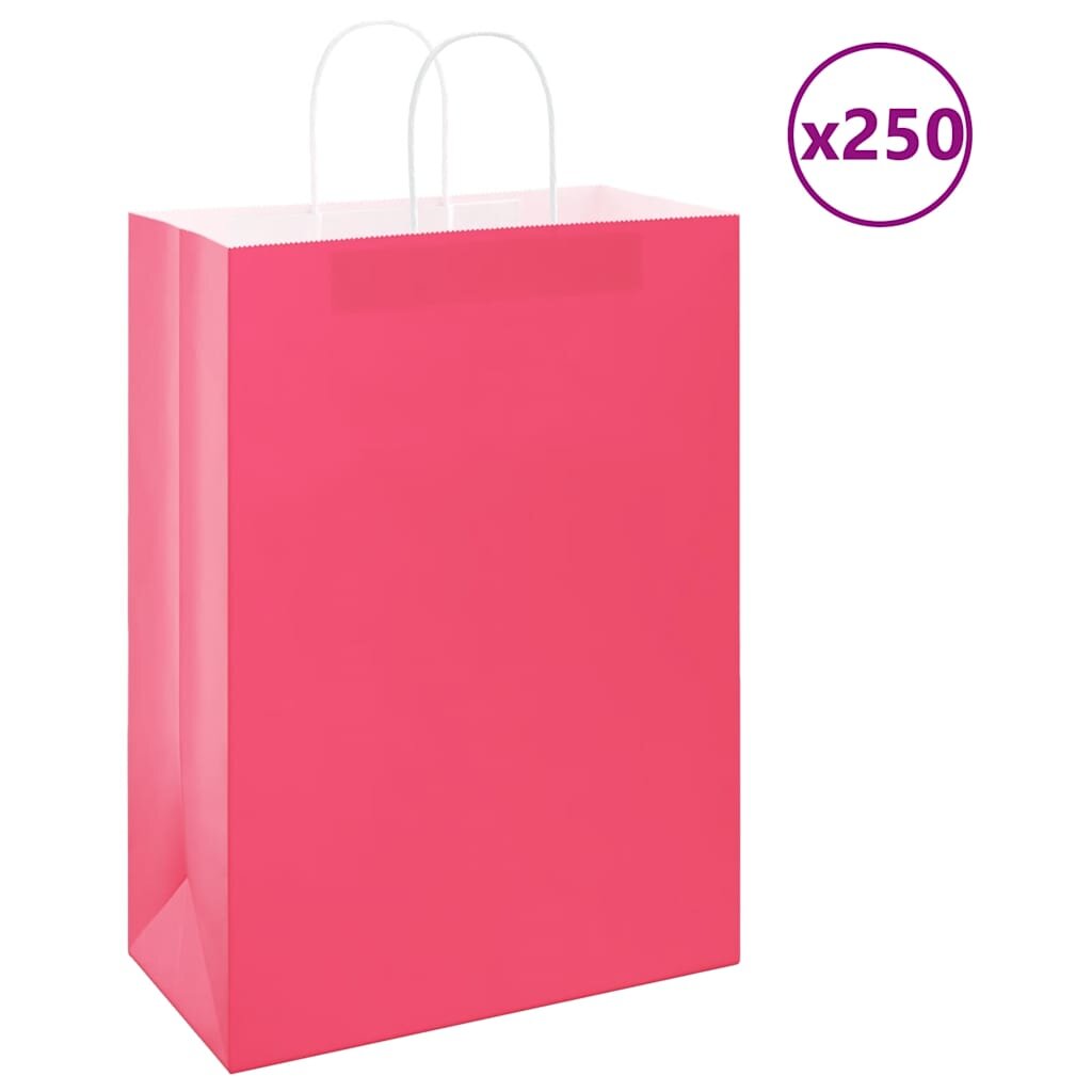 vidaXL Хартиени торбички 250 бр с дръжки розови 32x17x44 см