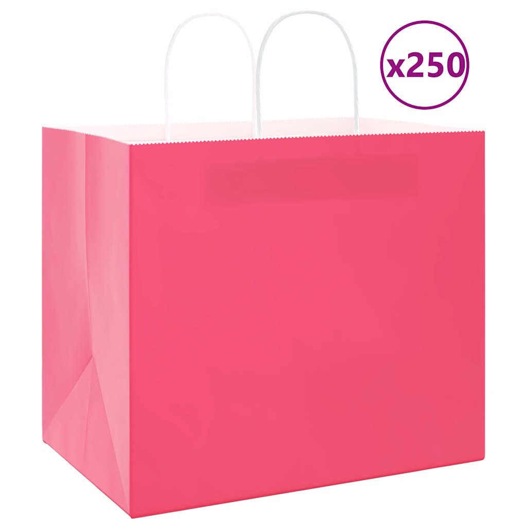 vidaXL Хартиени торбички 250 бр с дръжки розови 32x22x28 см