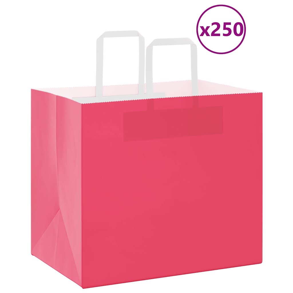 vidaXL Хартиени торбички 250 бр с дръжки розови 32x22x28 см
