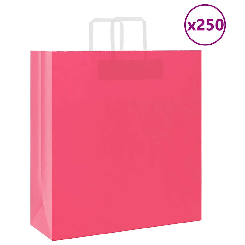 vidaXL Хартиени торбички 250 бр с дръжки розови 45x17x48 см