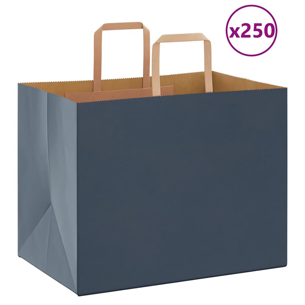 vidaXL Хартиени торбички 250 бр с дръжки сини 32x22x24 см