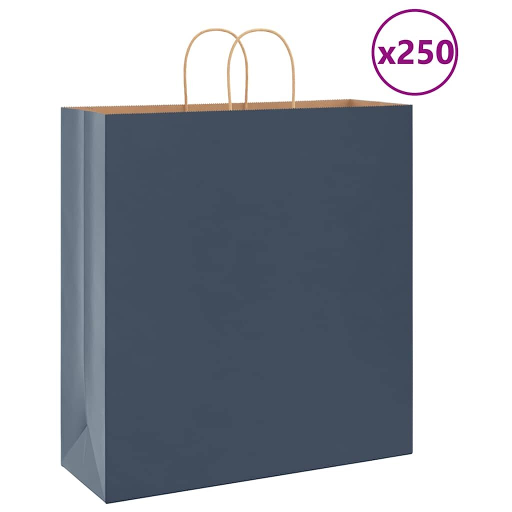 vidaXL Хартиени торбички 250 бр с дръжки сини 45x17x48 см