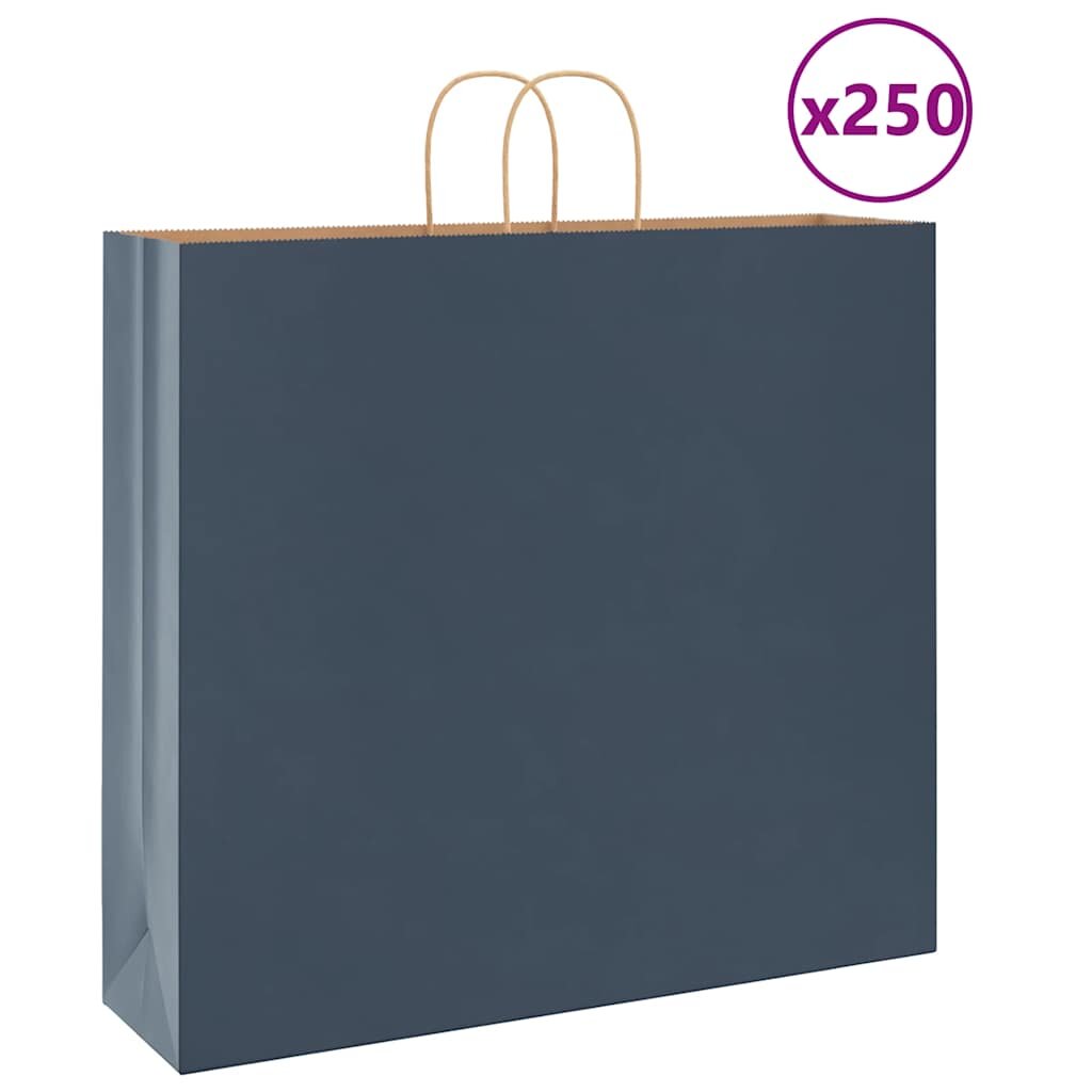 vidaXL Хартиени торбички 250 бр с дръжки сини 54x15x49 см