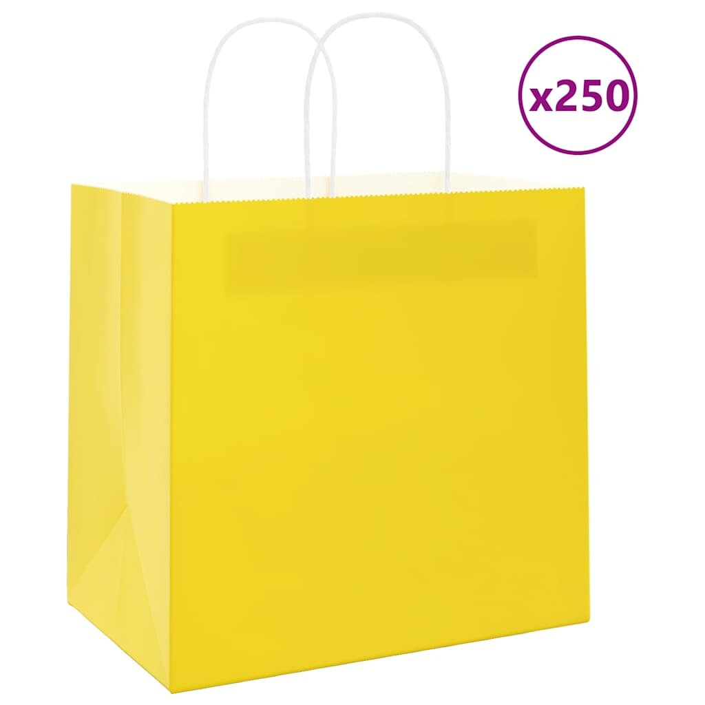 vidaXL Хартиени торбички 250 бр с дръжки жълти 26x17x25 см