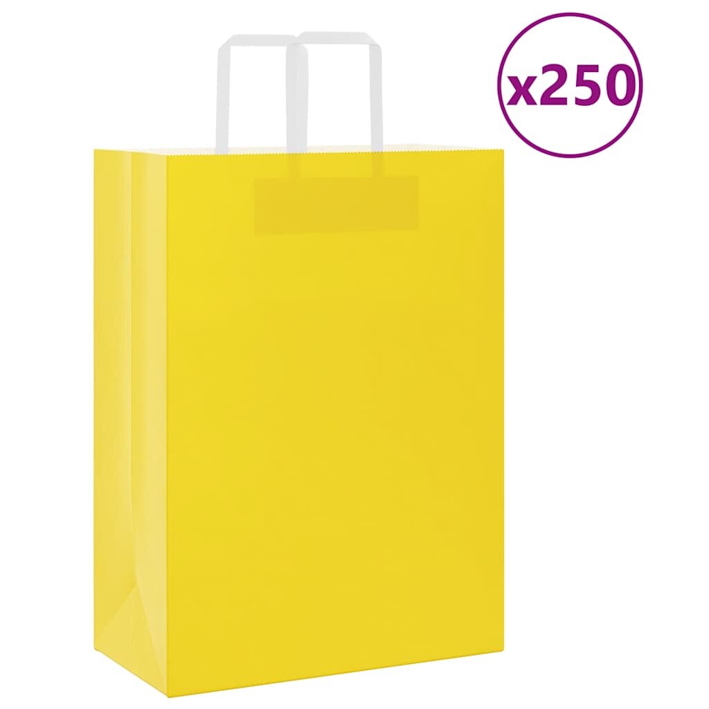 vidaXL Хартиени торбички 250 бр с дръжки жълти 32x17x44 см