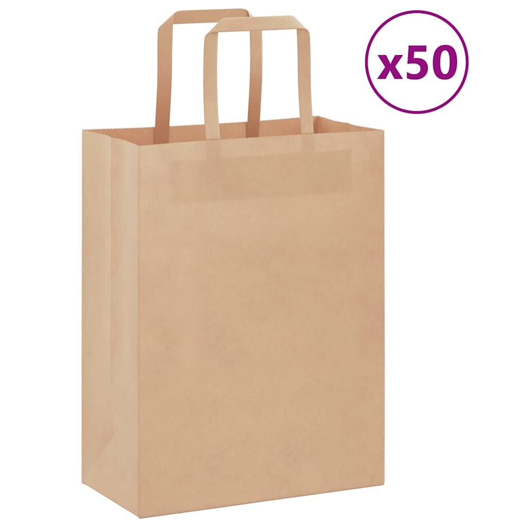 vidaXL Хартиени торбички 50 бр с дръжки кафяви 21x11x28 см