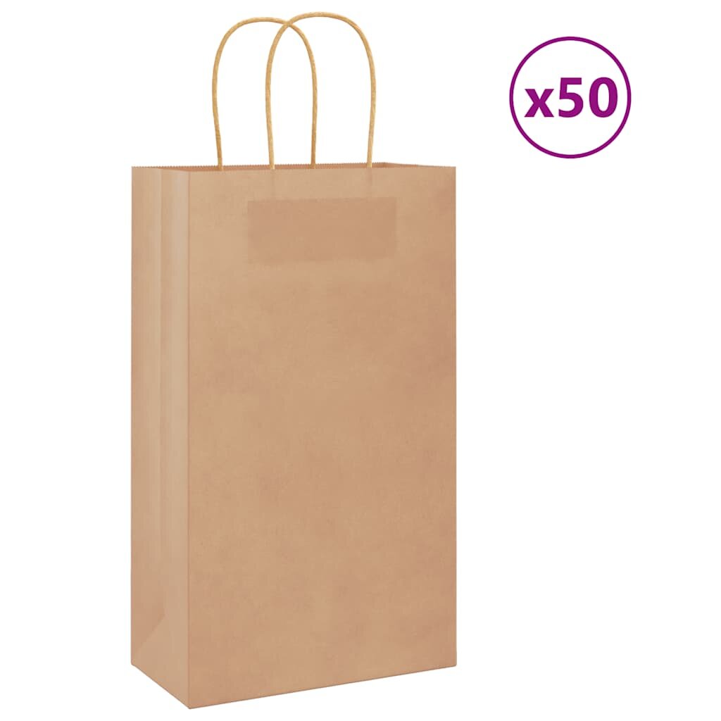 vidaXL Хартиени торбички 50 бр с дръжки кафяви 21x11x36 см