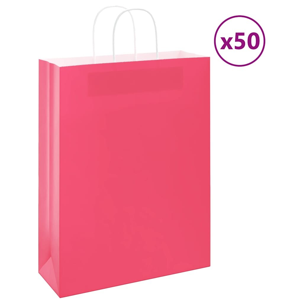 vidaXL Хартиени торбички 50 бр с дръжки розови 32x12x42 см