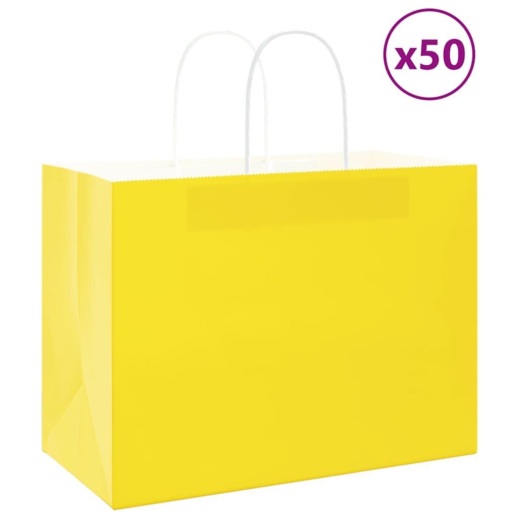 vidaXL Хартиени торбички 50 бр с дръжки жълти 32x17x25 см