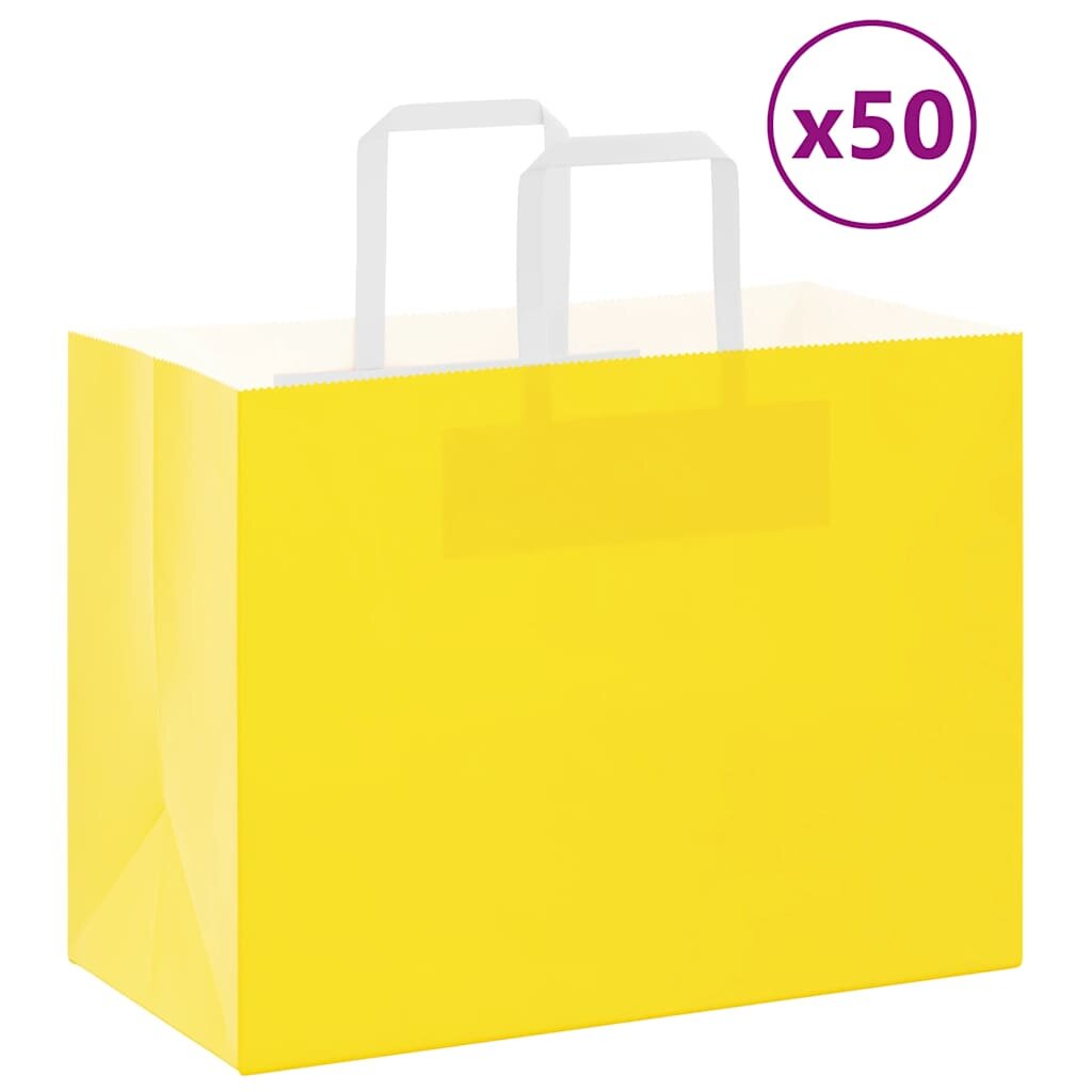 vidaXL Хартиени торбички 50 бр с дръжки жълти 32x17x25 см