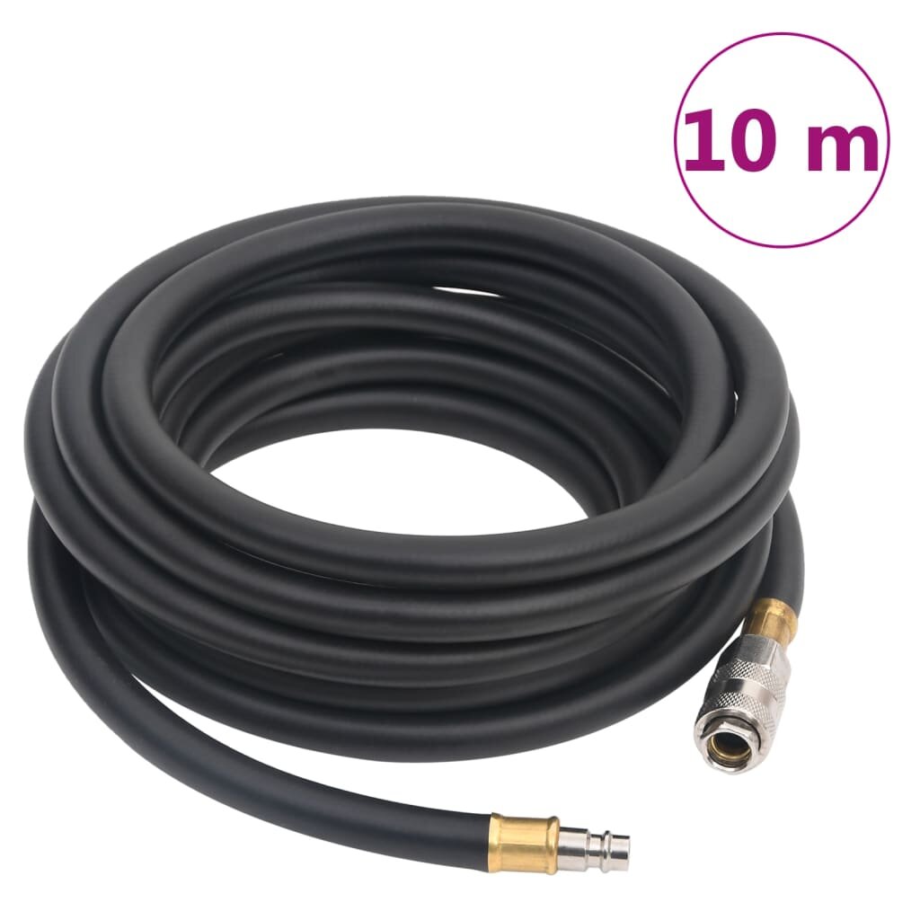 vidaXL Хибриден маркуч за въздух черен 06" 10 м гума и PVC