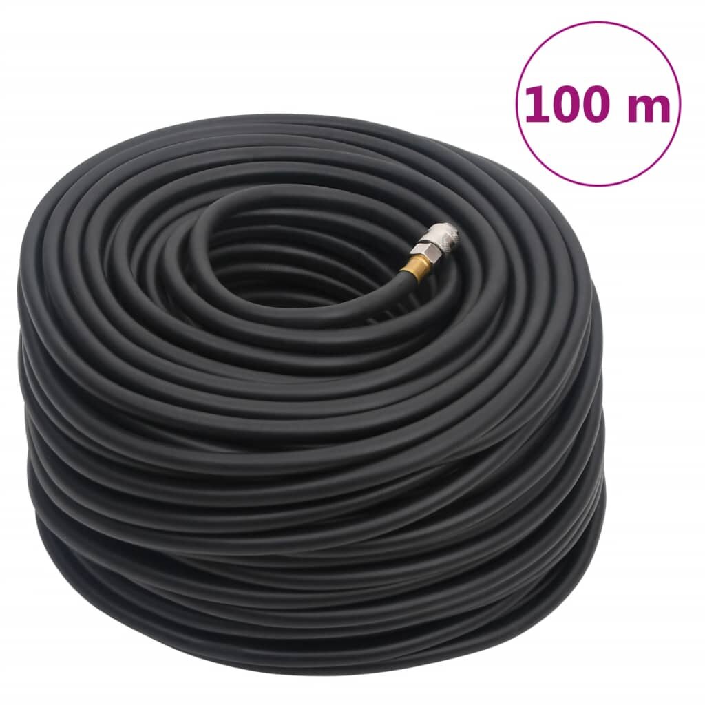 vidaXL Хибриден маркуч за въздух черен 06" 100 м гума и PVC