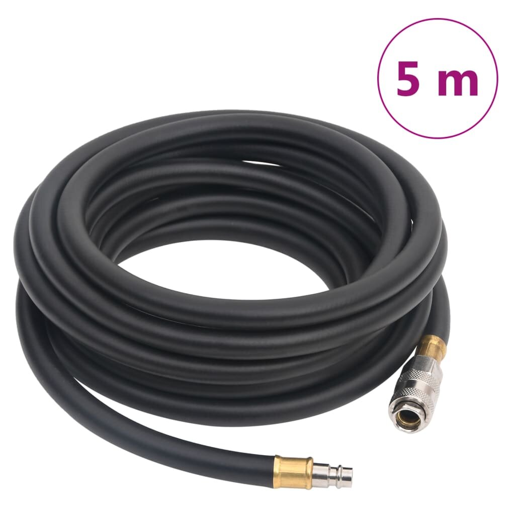vidaXL Хибриден маркуч за въздух черен 06" 5 м гума и PVC