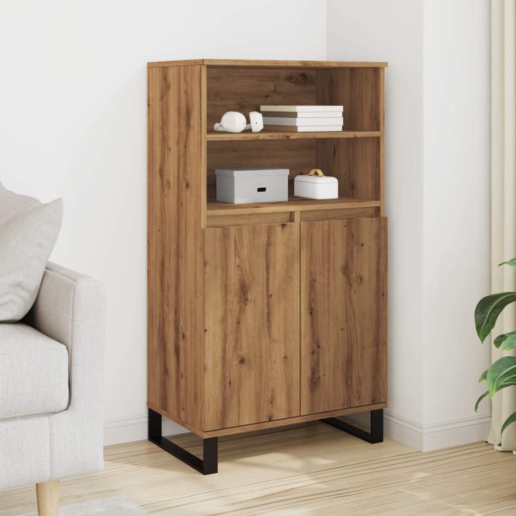 vidaXL Highboard Artisan Дъб 60x36x110 cm Инженерна дървесина