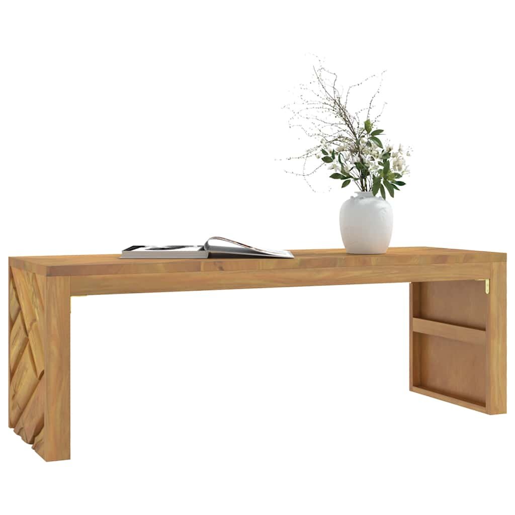 vidaXL Холна маса 110x35x38 см масивно тиково дърво
