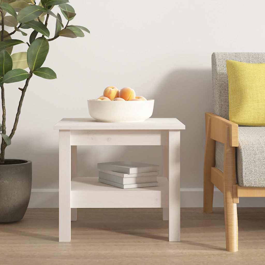 vidaXL Холна маса бяла 45x45x40 см масивна дървесина бор