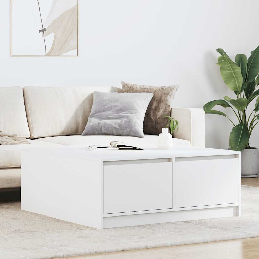 vidaXL Холна маса с чекмеджета бяла 100x100x40 см