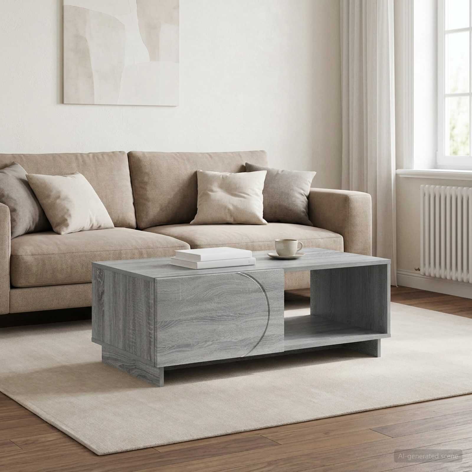 vidaXL Холна маса Сив Сонома 95 x 505 x 35 см Инженерно дърво