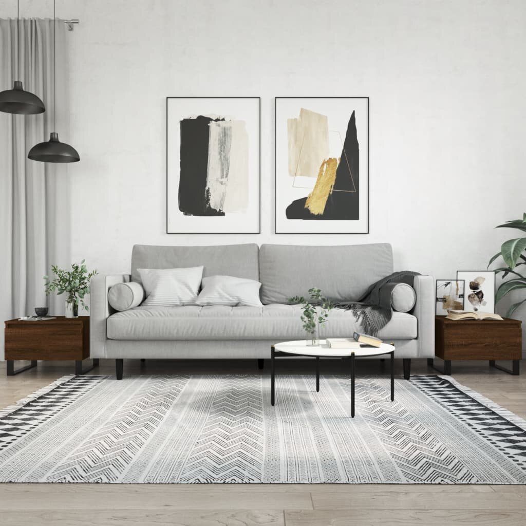 vidaXL Холни маси 2 бр Кафяв дъб 50x46x35 см инженерно дърво