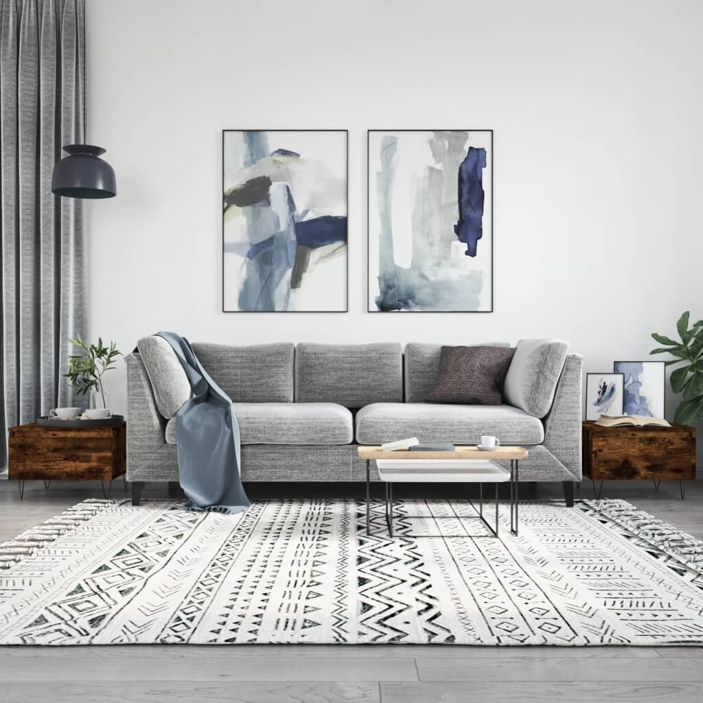 vidaXL Холни маси 2 бр опушен дъб 50x46x35 см инженерно дърво