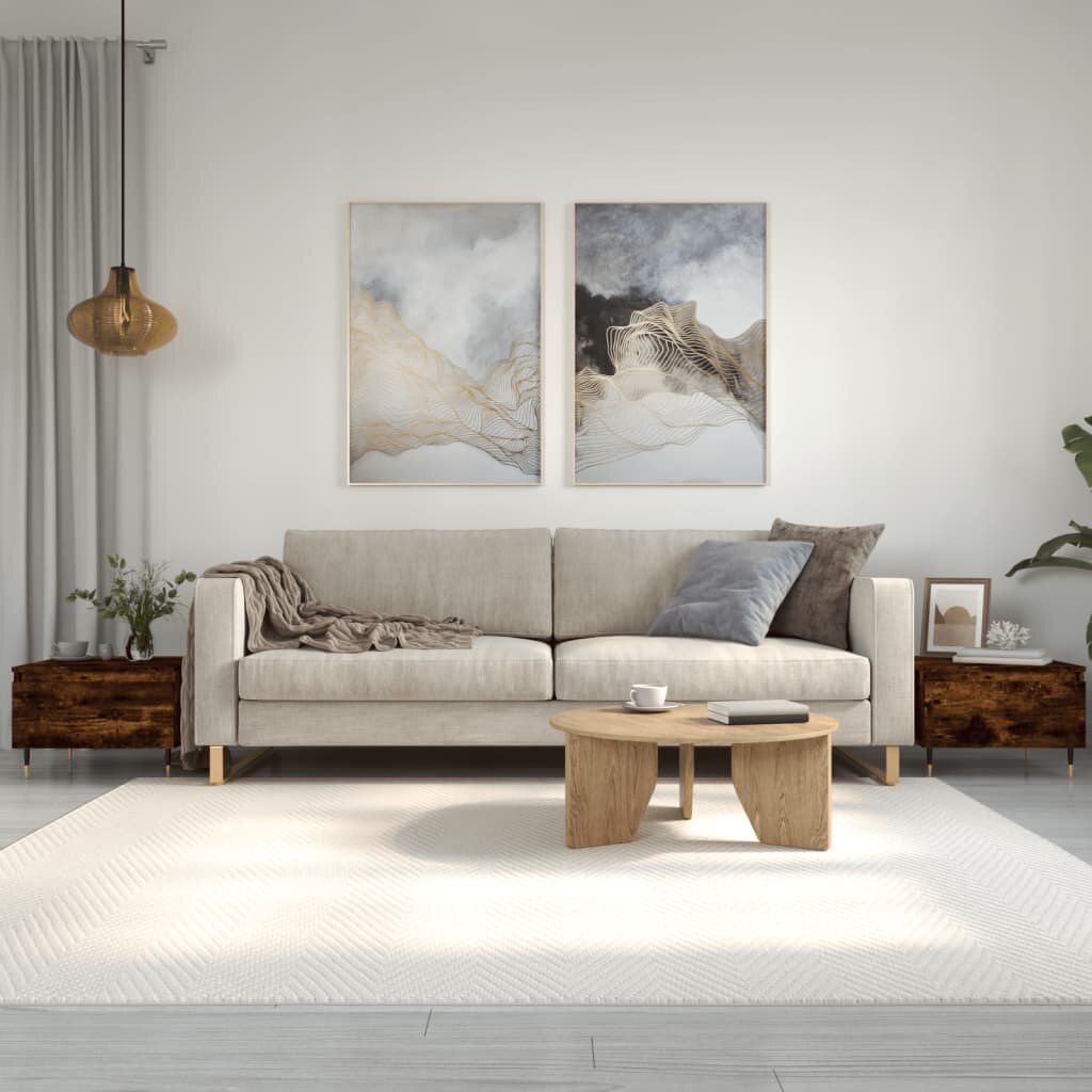 vidaXL Холни маси 2 бр опушен дъб 50x46x35 см инженерно дърво