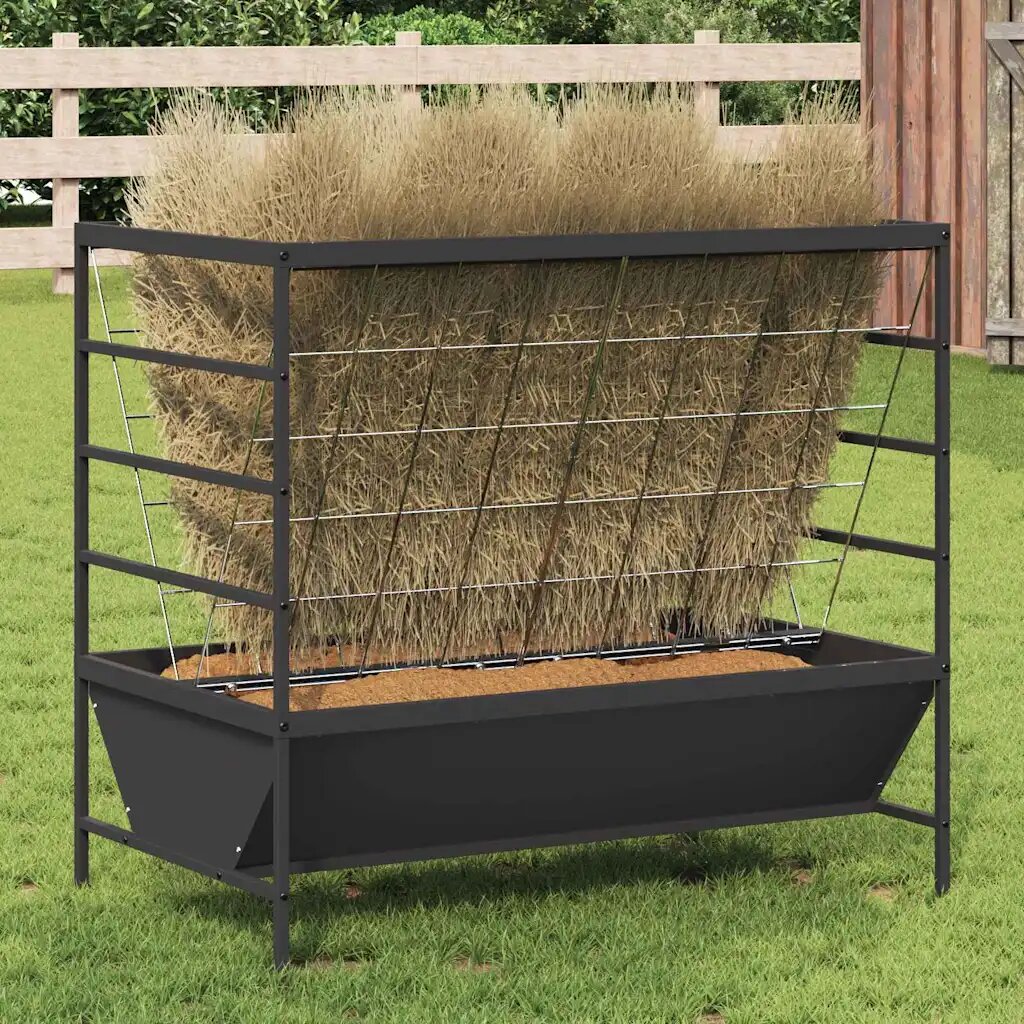 vidaXL Хранилка за добитък Черно 100 x 60 x 90 см 15 kg