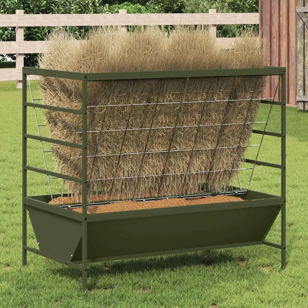 vidaXL Хранилка за добитък Маслиненозелено 100 x 60 x 90 см 15 kg