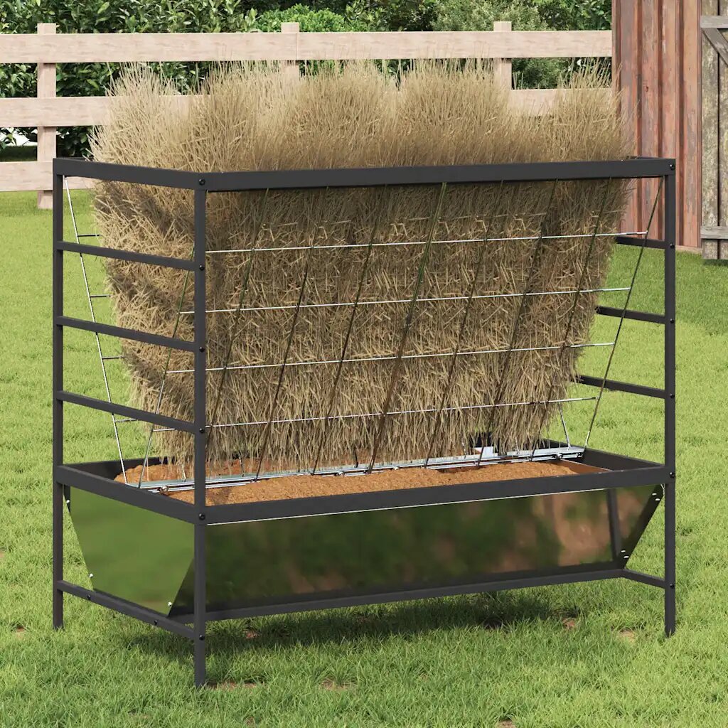 vidaXL Хранилка за добитък Сребристо 100 x 60 x 90 см 15 kg