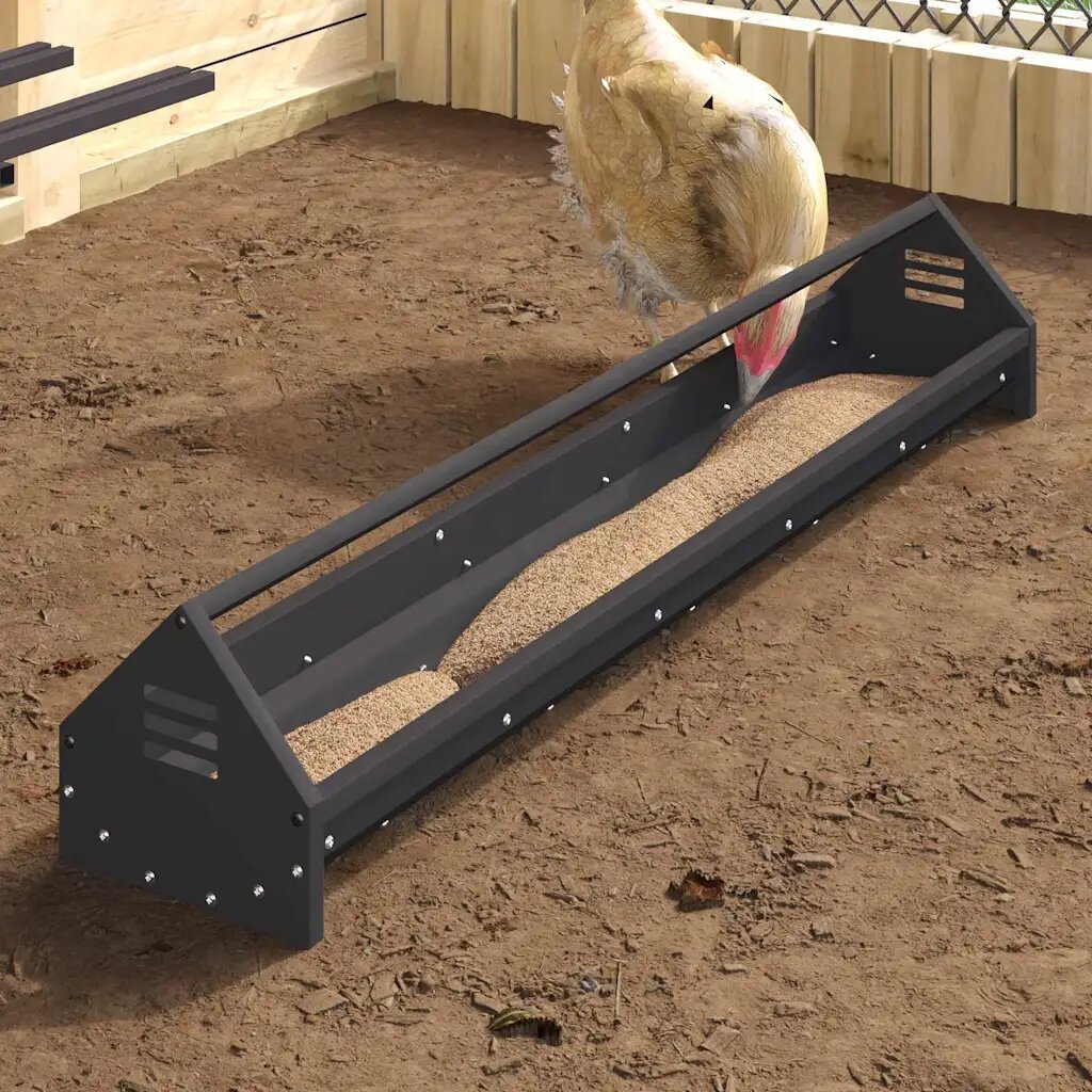 vidaXL Хранилка за пилета Черно 108 x 205 x 20 см 5 kg