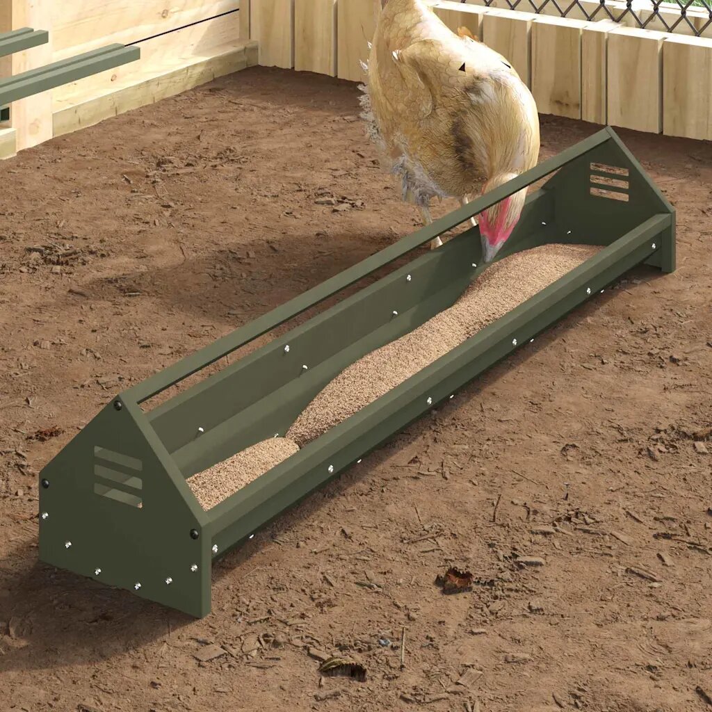 vidaXL Хранилка за пилета Маслиненозелено 108 x 205 x 20 см 5 kg