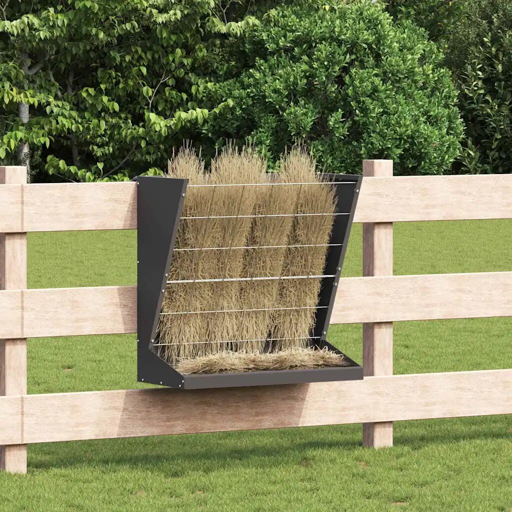 vidaXL Хранилка за сено Черно 71 x 33 x 70 см 5 kg