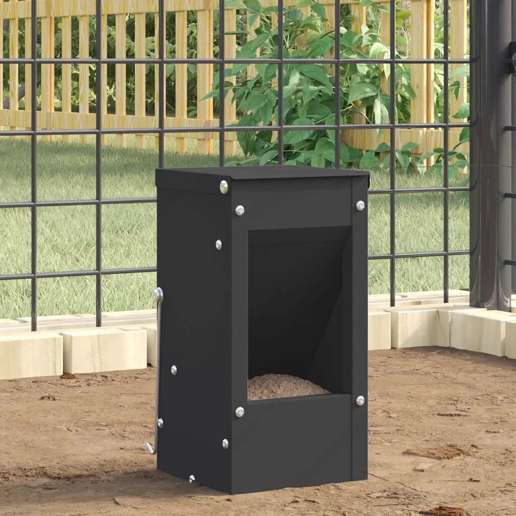 vidaXL Хранилка за зайци Черно 125 x 125 x 25 см 15 kg