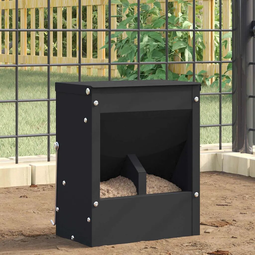 vidaXL Хранилка за зайци Черно 20 x 125 x 25 см 3 кг
