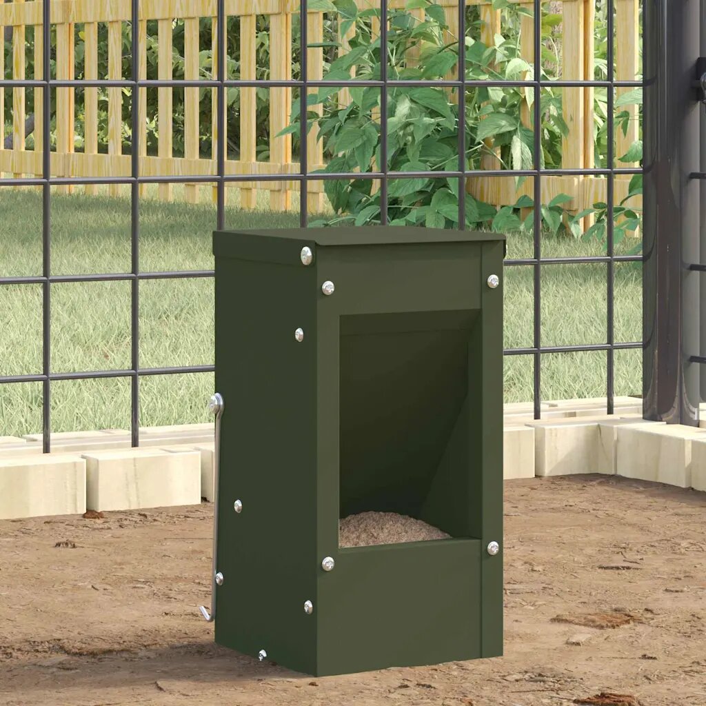 vidaXL Хранилка за зайци Маслинено зелено 125 x 125 x 25 см 15 kg