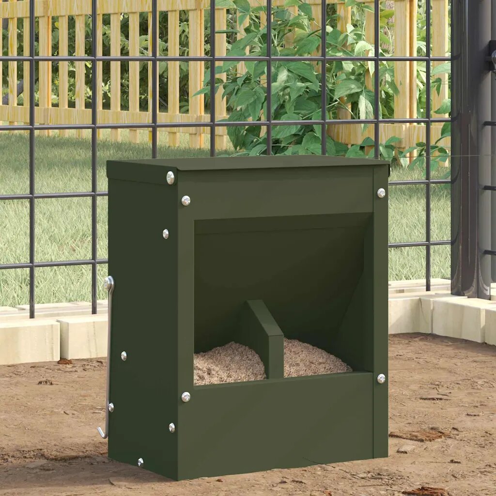 vidaXL Хранилка за зайци Маслинено зелено 20 x 125 x 25 см 3 кг