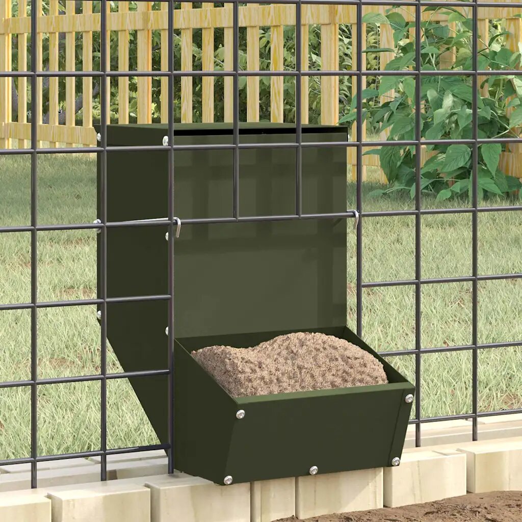 vidaXL Хранилка за зайци Маслиненозелено 175 x 26 x 285 см 15 kg