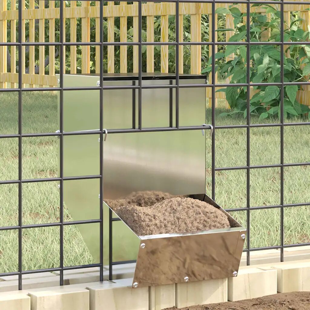 vidaXL Хранилка за зайци Сребрист 175 x 26 x 285 см 15 kg