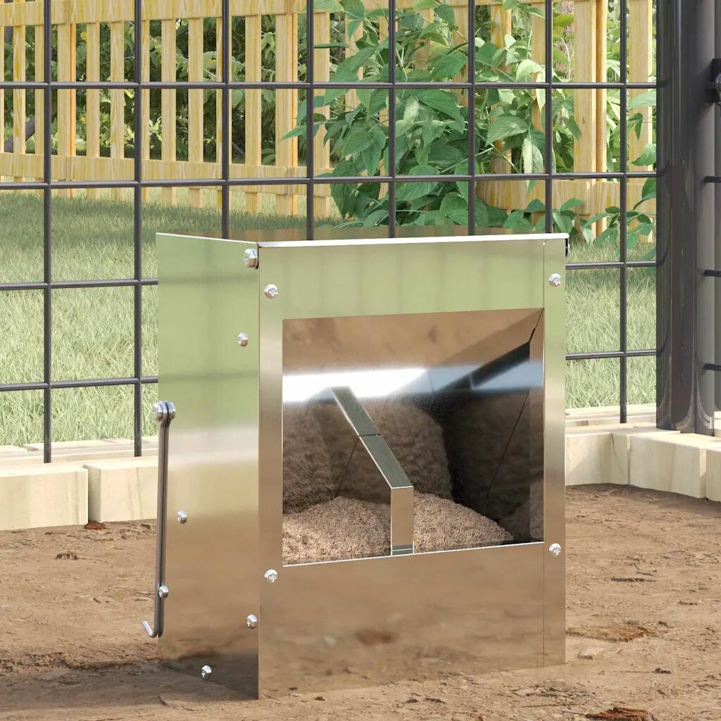 vidaXL Хранилка за зайци Сребрист 20 x 125 x 25 см 3 кг