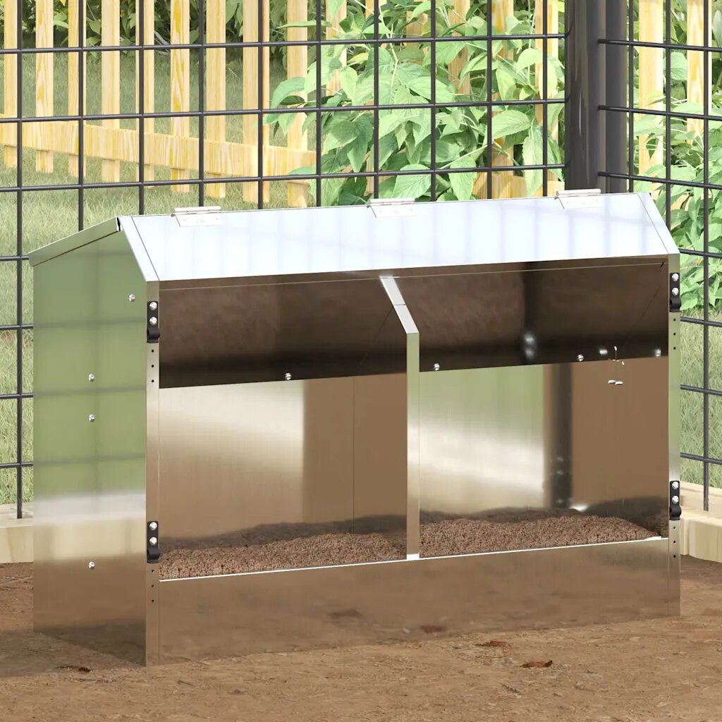 vidaXL Хранилка за зайци Сребристо 645 x 255 x 455 см 6 kg
