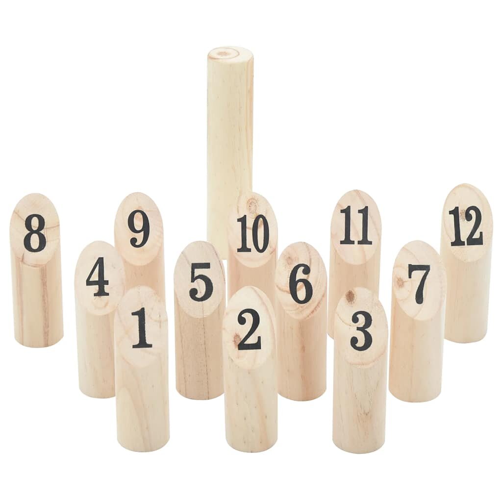 vidaXL Игрален комплект Kubb от 13 части с чанта за носене бор масив