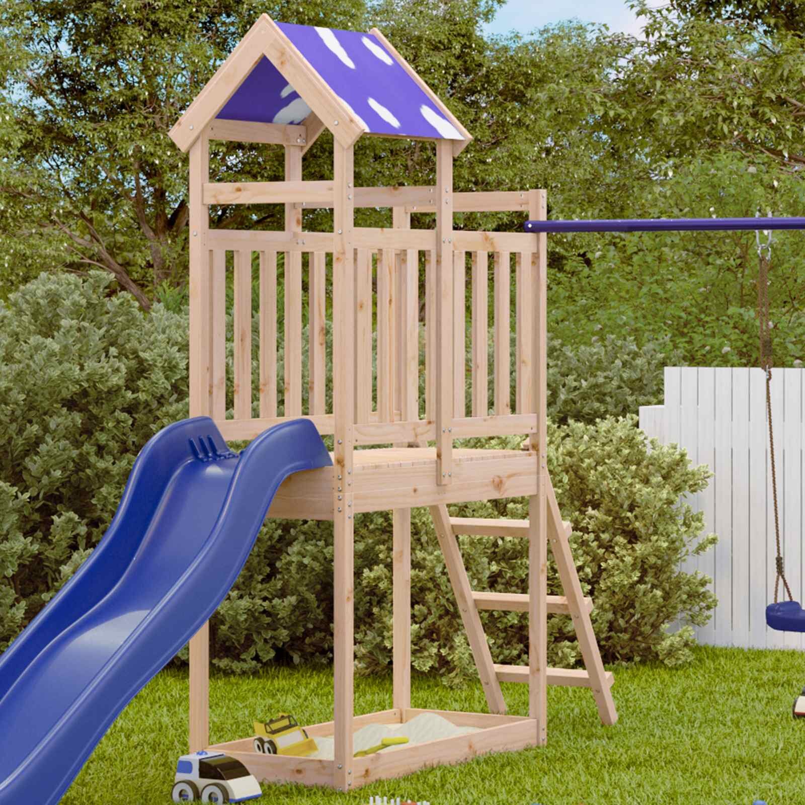 vidaXL Игрална кула Кафяво 525 x 1105 x 215 см Солидно борово дърво