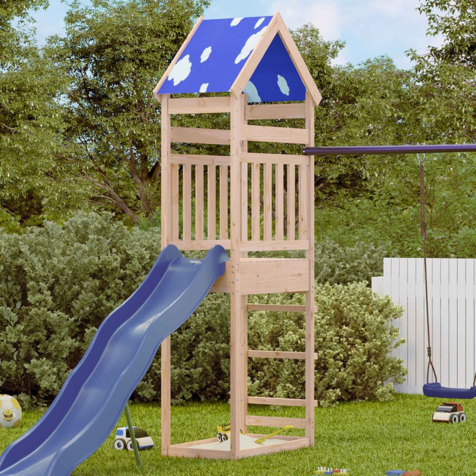 vidaXL Игрална кула Кафяво 525 x 85 x 265 см Солидно борово дърво